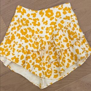 MOTHER White & Yellow Floral Ruffle Skirt